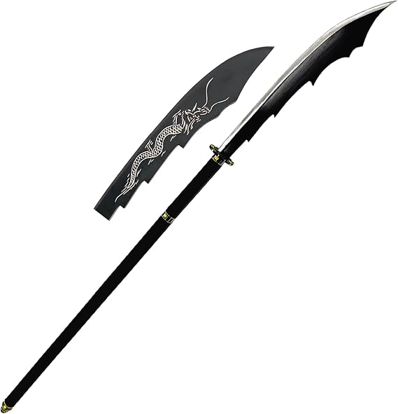 MedievalDepot Black Dragon Naginata - Overall 60" - Blackened Finish - Dragon Pattern Sheath - Collector's