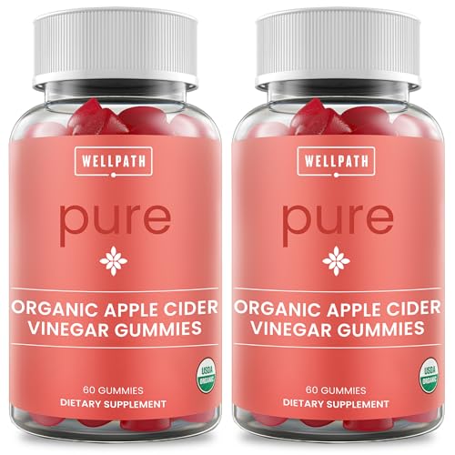 WellPath Pure ACV Gummies 2 Pack - Apple Cider Vinegar with Mother - USDA Organic Gummy with Ginger for Gut Health | Vegan, Non-GMO, 120 Ct