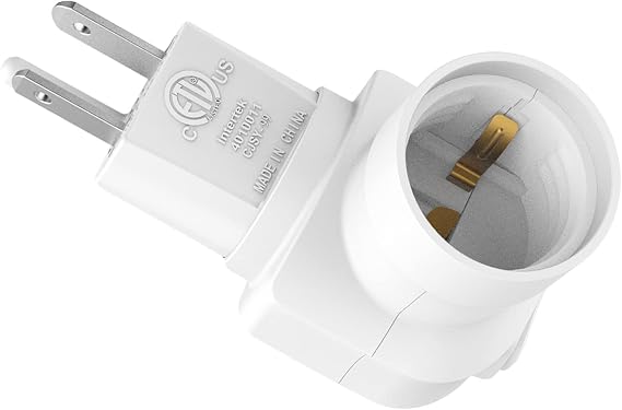 Borju Plug in Light Socket, Outlet to Socket Adapter, 360 Rotatable Plug with On/Off Switch, ETL Listed, White