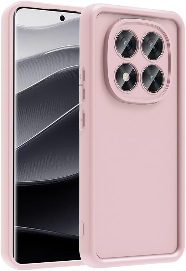 Coverzone Xiaomi Redmi Note 14 Pro 5G ile uyumlu Kılıf Parlak Tek Renkli Yüzey Dayanıklı Malzeme & Tam Koruma Redolent Kılıf Ergonomik Kavrama Kolay Erişim Kapak Pembe
