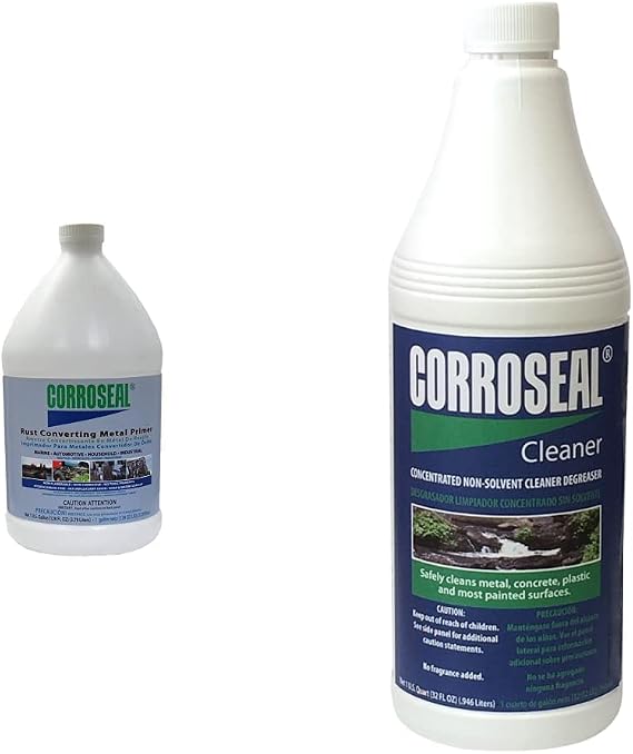 Corroseal Water-Based Rust Converter Kit, 1 Quart of Prep Cleaner and 1 Gallon of Rust Converter