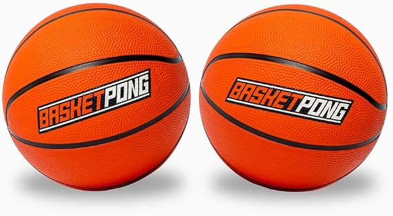 BasketPong Balls 2-Pack Standard Rubber Basketballs for Yard Pong Game (Not Compatible with H2O or Mini)