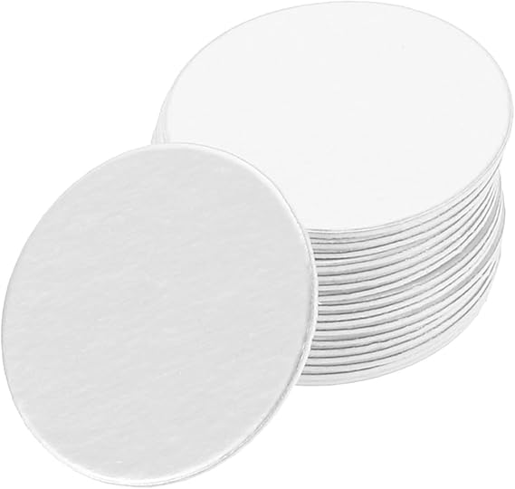 YOKIVE 100 Pcs Bottle Seal Aluminum Foil Cap Liner, Induction Heat Sealer | Sealing Supplies, Great for PE/HDPE Bottle Jar Cans (White, 0.78-Inch)