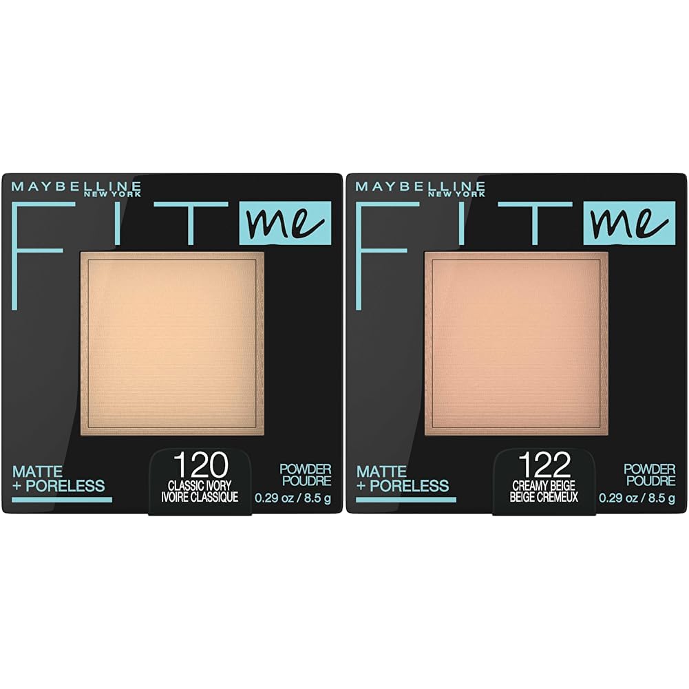 Maybelline Fit Me Matte  Poreless Pressed Face Powder Makeup & Setting Powder, Classic Ivory & Creamy Beige, 1 Count Each