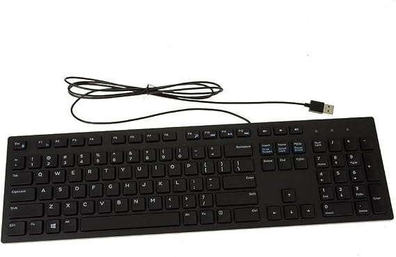 Dell Wired Keyboard KB216, Multimedia, Black | USB Interface, Chiclet Keys, Plunger Mechanism, Volume/Mute/Play Controls, US English Layout, KB216