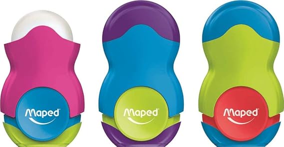 Maped Ofis Ve Kırtasiye 049121 Kalemtraş, Loopy Tek Delikli Silgili, Renkli