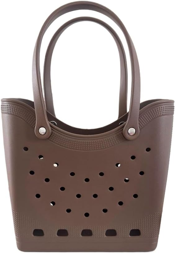 Lightweight Rubber Beach Bag for Women Waterproof Washable Durable Tote Bags Open Handbag for Boat Sports Gym