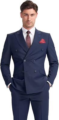 SIRRI Mens Wool Blend Double-Breasted Suit Jacket Perfect for Weddings, Business, or Any Occasion
