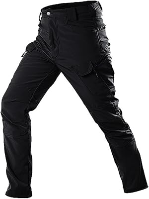 Mens Hiking Pants Winter Waterproof Softshell Fleece Lined Snow Ski Cargo Pants