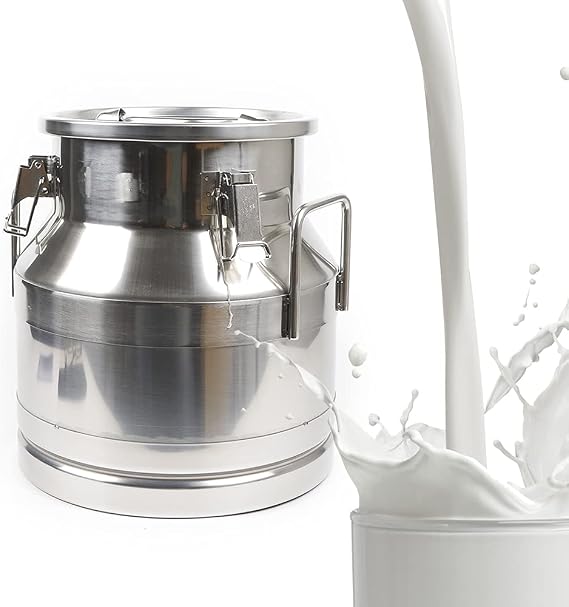 Milk Can, Stainless Steel Milk Can Canister Dairy Pot Bucket, Silver Tote Jug Oil Barrel, Tea Canister (20L)