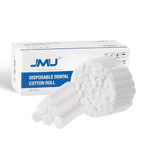 JMU 250 Pcs Cotton Rolls Dental,1.5'' Nosebleed Plugs,#2 Mouth Cotton Rolls | Non-Sterile, High Absorbent