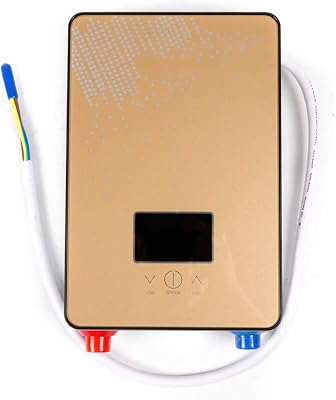 Tankless Electric Hot Water Heater Set, 4500W 110V Instant Water Heater with Shower Head & Shower Bracket, On Demand Bath Shower for Bathroom, Bathtub, RV, Overheating Protection Gold