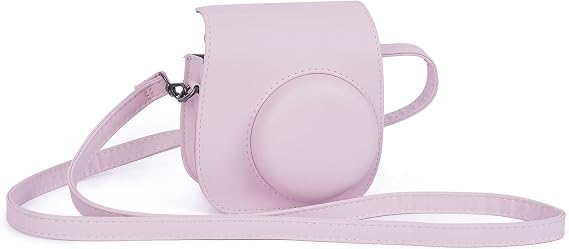 Instant Mini 12 Protective Camera Case for Fujifilm Instax Mini 12/11,Premium PU Leather Camera Bag Cover with Pocket and Removable&Adjustable Strap (Blossom Pink)