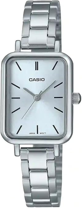 Casio LTP-V009D-2E Women's Rectangular Petite Stainless Steel Blue Dial Dress Watch