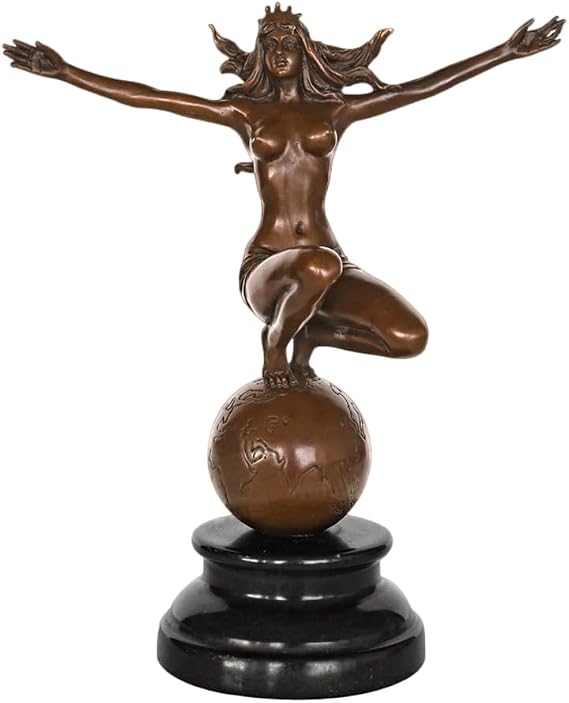 Bronze Nude Woman on the Earth Statue Naked Sculpture Collection Indoor Decor