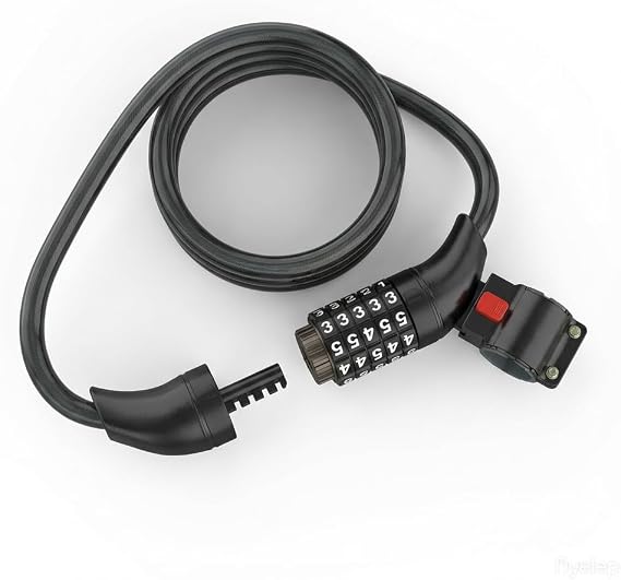Bike Cable Lock for Electric Bicycles - 5-Digit Resettable Combination Lock, Waterproof and Durable, Ideal for Secure Parking, Easy to Use