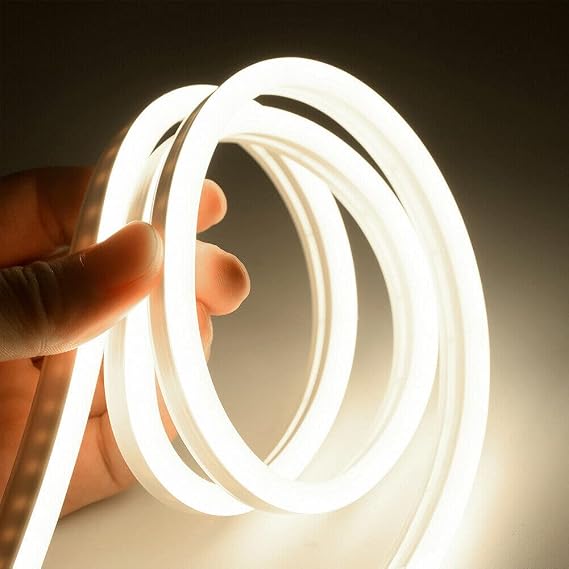 ausuky DC 12V Flexible LED Strip Waterproof Neon Lights Silicone Tube 1/3/5 m Lamp Bar (White,1m)