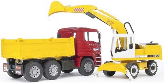 Bruder - Man Damperli Kamyon Ve Liebherr Ekskavatör Ölçekli Model