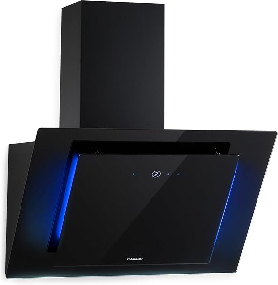 Klarstein Eleonora - Head-Free Extractor Hood, EEC A ++, Exhaust Air Capacity: 426 m3 / h, Touch Control, RGB Ambience Colour, 60 dB, Circulating Air and Exhaust Air, LED, Filter, 60 cm - Black