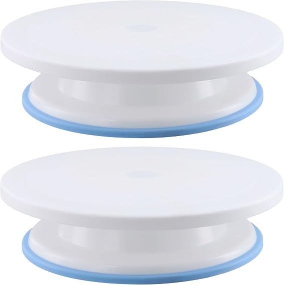 2 Pack 11 Inch Rotating Cake Turntable for Decorating, Smooth Cake Revolving Spinner Stand, Cake Stand for Baking Decorating Display