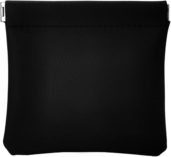 Faux Leather Jewelry Travel Bag Jewelry Pouch for Trinket Squeeze Coin Purse Pouch Change Holder For Men & Women (Black) (Black 1PC)
