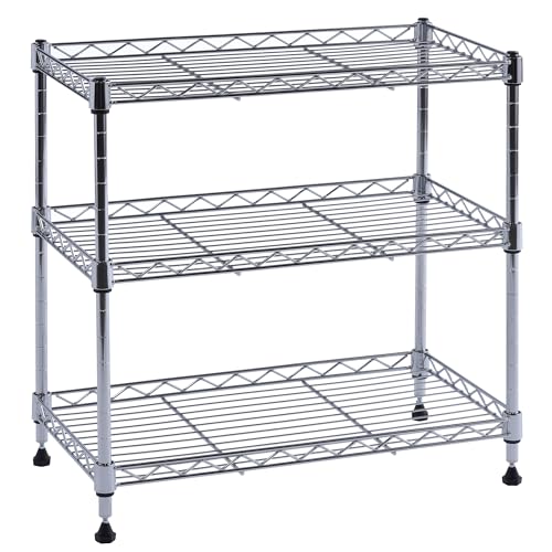 Muscle Rack WS181018-C Steel Adjustable Wire Shelving, 3 Shelves, Chrome, 18 Height, 18 Width, 264 lb. Load Capacity