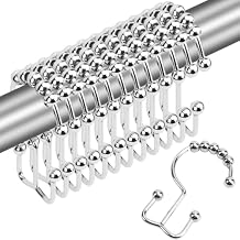 Gidse Shower Curtain Hooks,Sturdy Stainless Steel Double Sided Shower Hooks Rings for Bathroom Shower Curtain Rods Curtains Set of 12 Hooks - Chrome