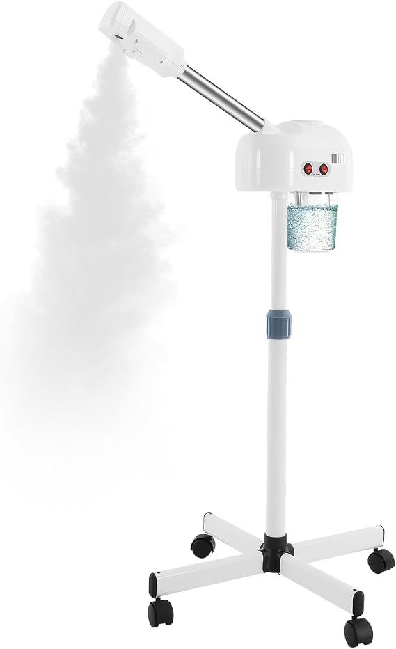 Professional Facial Steamer, Esthetician Steamer for Beauty Salon Home, Hot Mist Steam Machine with 360 Degree Rotating Nozzle, Ozone Steamer for Cleanses Skin, Unclogs Pores