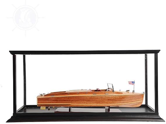 Old Modern Handicrafts Chris Craft Runabout with Display Case - Fully Assembled Model Ship with Display Case Equipped with Fine Plexiglass Panels - 37.5 L x 14 W x 15 H inches