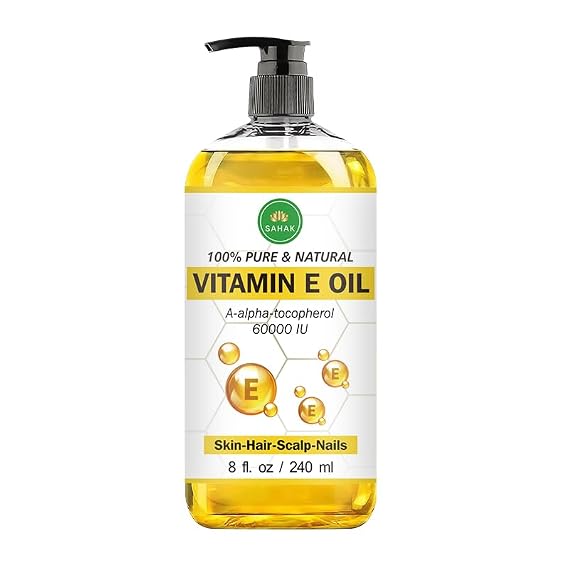 SAHAK Vitamin E Oil Blend 60,000 IU Organic Vitamin E Oil for Skin, Hair & Nails | Ready-to-Use Body & Face Moisturizing Oil