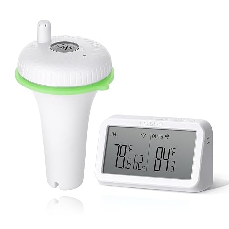 INKBIRD IBS-P02R Floating Wireless Thermometer Set with Indoor Temperature Humidity Monitor, IPX7 Waterproof, for Swimming Pools, Hot Tubs, Small Ponds, Aquariums