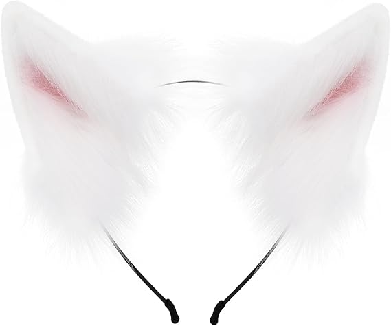 HAOAN Handmade Faux Fur Fox Wolf Ears Headband Halloween Christmas Cosplay Party Costume Accessories