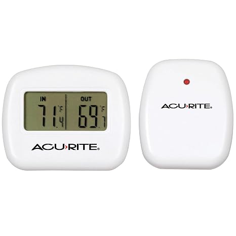 AcuRite Wireless Indoor/Outdoor Thermometer, Temperature, 0.4, White