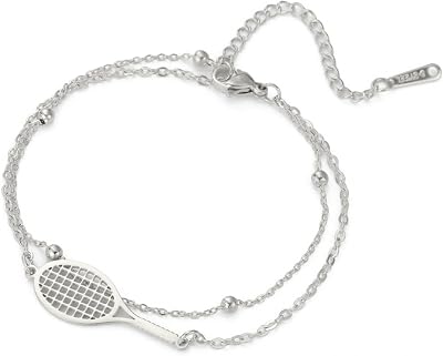 EUEAVAN Tennis Racket Bracelet Adjustable Racquet Competition Inspirational Charm Friendship Jewelry Tennis Sport Lover Fan Coaches Trendy Gifts for Women