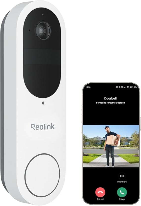 REOLINK Battery Video Doorbell 2K Wireless Camera White Version Outdoor