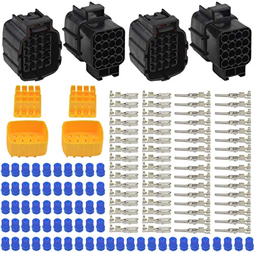 WMYCONGCONG 2 Kits 16 Pin Way Waterproof Electrical Connector Plug for Car Automotive 16 Pin