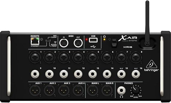 Behringer X AIR XR16 16-Input Digital Mixer for iPad/Android Tablets with 8 Programmable Midas Preamps, 8 Line Inputs, Integrated Wifi Module and USB Stereo Recorder