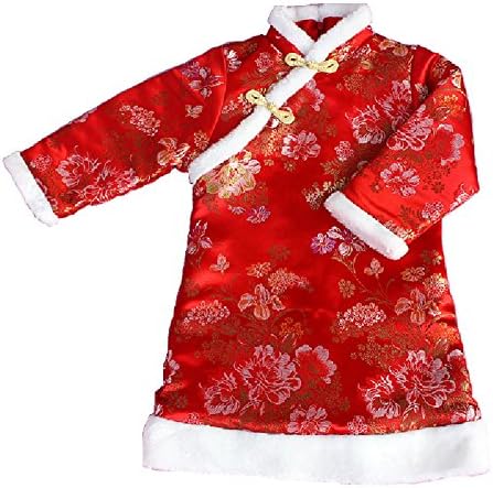 Hooyi Children Girl Quilted Jackets Kid Qipao Winter Outerwear Coats for Girls Tang Dress Red, 10