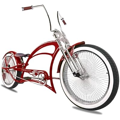 Tracer Scorpion Pro DTS 26 Inch Fat Tire Beach Cruiser Bike Adult Stretch Chopper Bicycle, Single Speed Mens Cruiser with Oversized U-tpye Hi-Ten Steel Frame, 26 x3.0 Tires