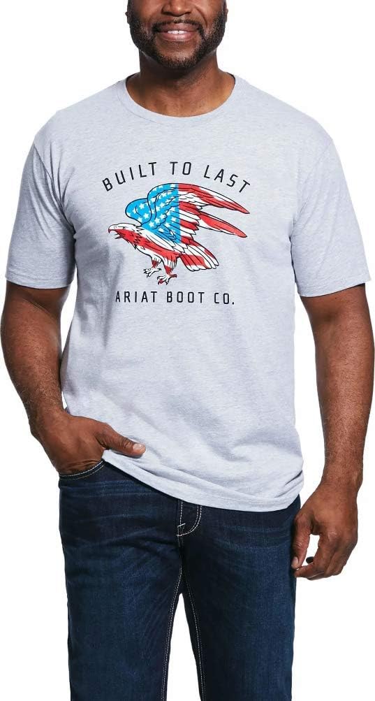 ARIAT Mens Eagle Freedom Short Sleeve T-Shirt, Athletic Heather Medium