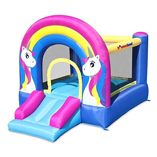 Bounceland Rainbow Unicorn Bounce House with Slide, 9.8 ft L x 6.8 ft W x 6.5 ft H inflated Size, UL Certified Blower Included, inflates in Less Than a Minute, Outdoor and Indoor use