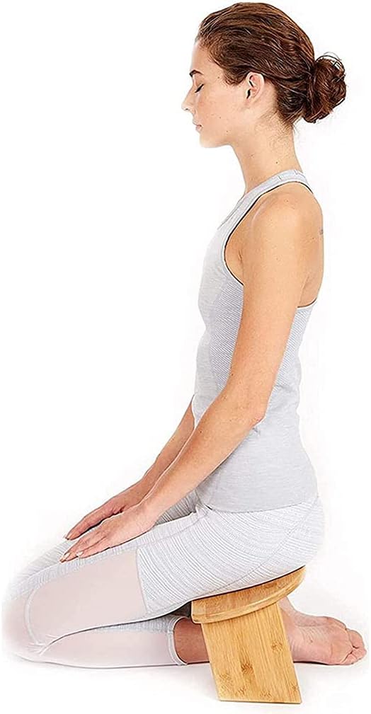 Bamboo Meditation Bench (18" W x 7.5L), Portable Seiza Kneeling Stool, Detachable Legs or Hinged Folding Legs, Original Ergonomic Design with Carrying Bag