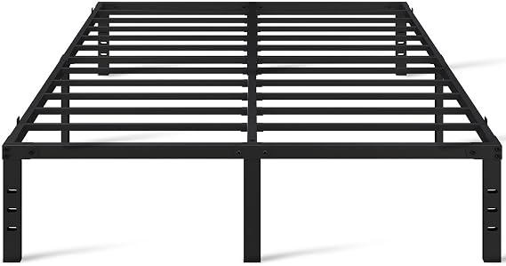 Yaheetech 14 Inch Queen Size Metal Platform Bed Frame, Black Iron Slats