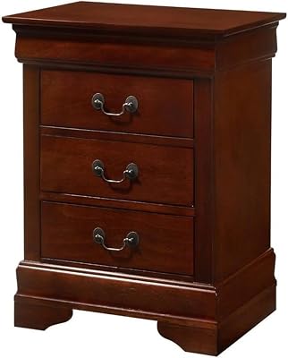 Vintage Nightstand with Dovetail Drawers - Traditional Bedroom Furniture Cherry3 Drawer
