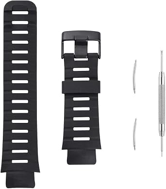 Watch Band Compatible with Suunto X-Lander, Soft Rubber Replacement Wrist Strap for Suunto X-Lander Military Smart Watch, Black