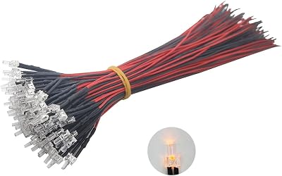 30pcs 1.8mm 2mm 5V 6V 7V DC FlatRound Top Water Clear LED Light Set Pre-Wired Wired Red Yellow Blue Green White Yellow, 2mm Flat Top