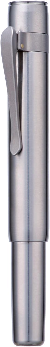 HONG DIAN M2 Titanium Mini Fountain Pen, Medium Soft Nib & Sleek Shape Metal Short Pocket Travel Pen TITANIUM GREY
