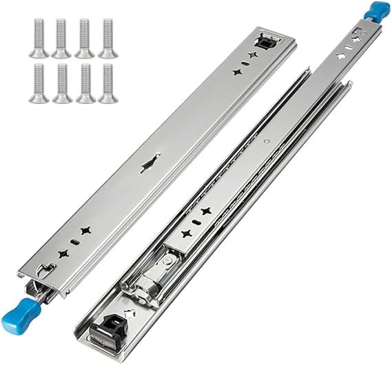 Hitess 1 Pair 24 Inch Heavy Duty Drawer Slides with Lock 250lb Load Capacity,Full Extension Side Mount Ball Bearing Drawer Rails