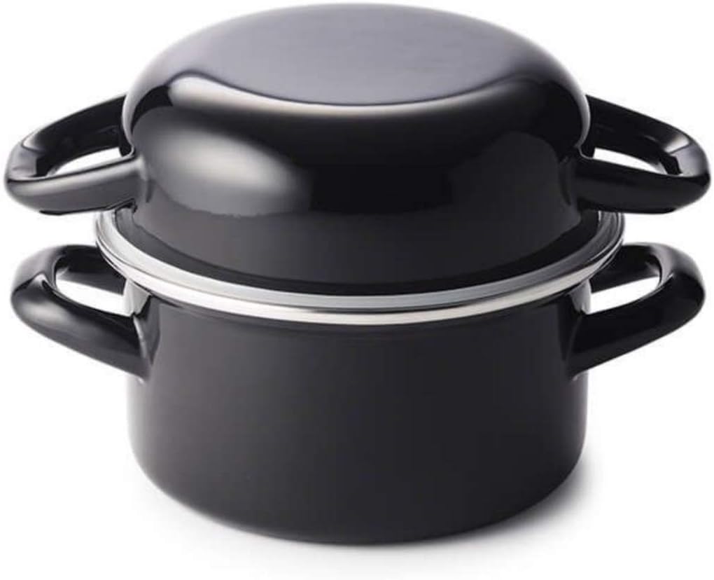 DEAN&DELUCA Casserole S, Black, 5.5 inches 14 cm, Two-Handled Pot, Enamel, IH Diameter 5.5 inches 14 cm x Height 3.1 inches 8 cm, 0