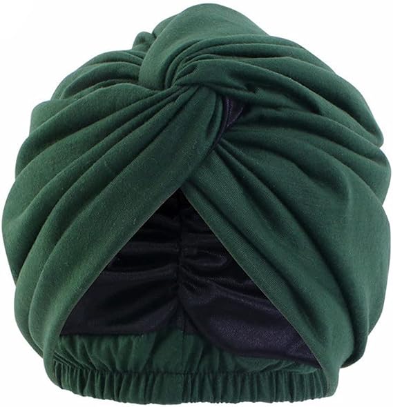 Satin Lined Pre Tied Turban Stretch Chemo Sleep Beanie for Women Hair Cover